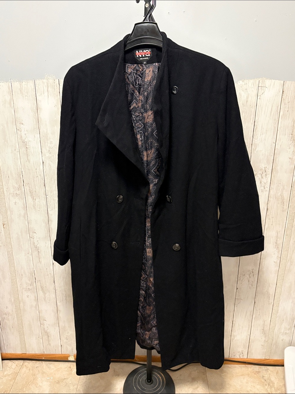 New York Girl Vintage Black Wool Blend Coat